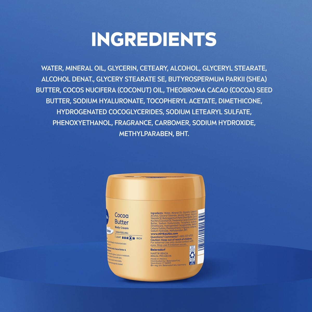 NIVEA Cocoa Butter Body Cream – Deep Nourishing Serum (454 g / 16 oz)