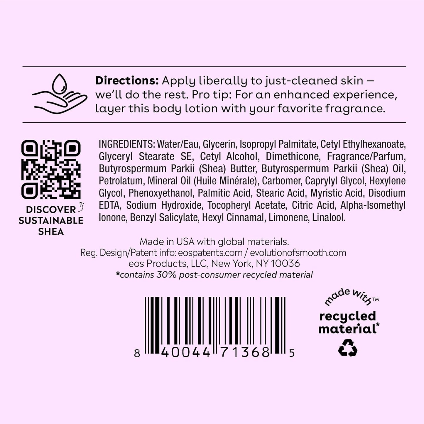 EOS Loción Corporal 24H Hidratación con Manteca de Karité – 473 ml