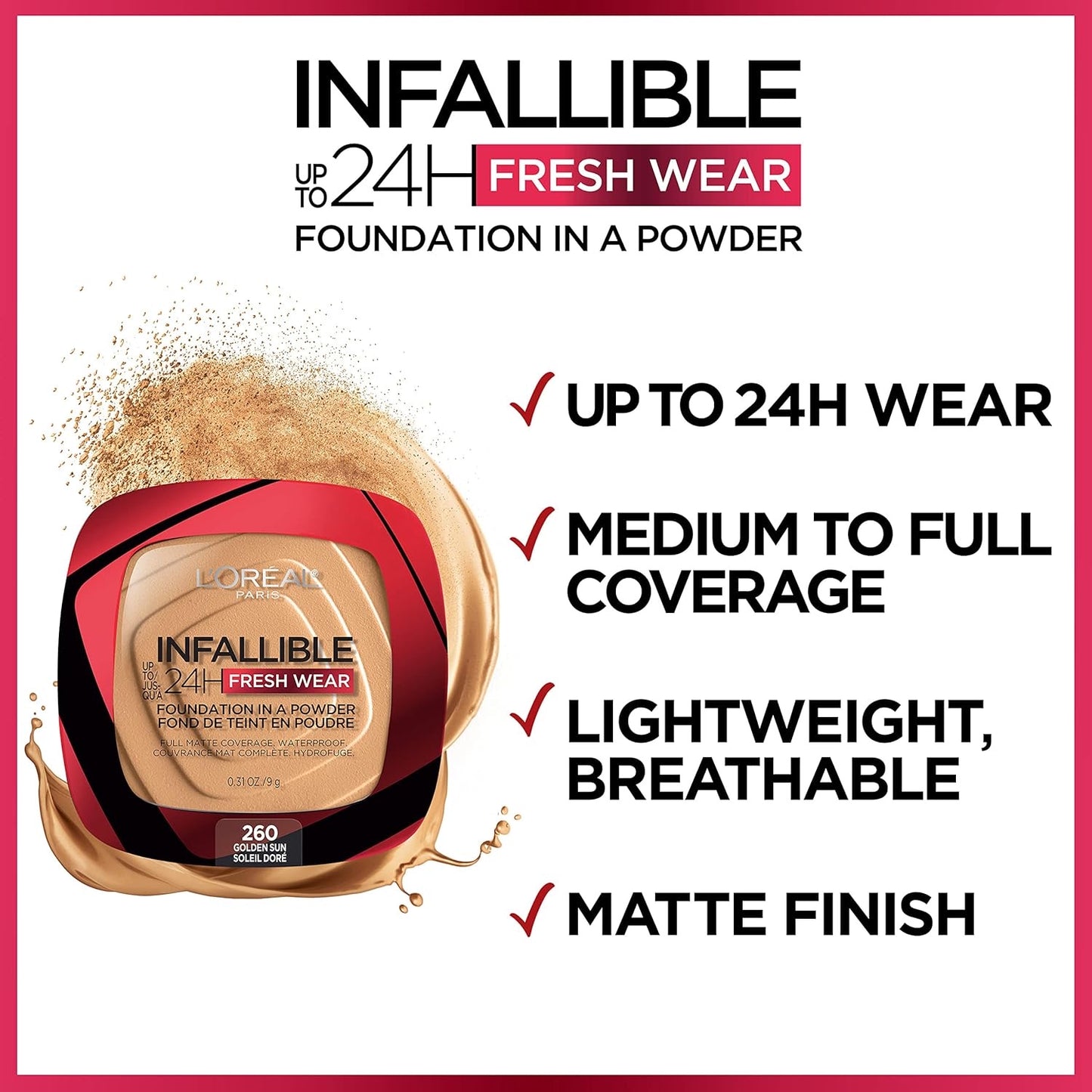 L'Oréal Infallible 24H Base en Polvo – Acabado Mate (9 g)