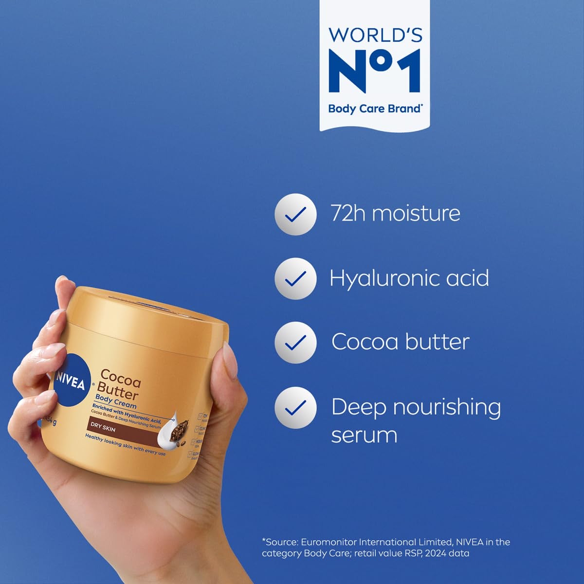 NIVEA Cocoa Butter Body Cream – Deep Nourishing Serum (454 g / 16 oz)