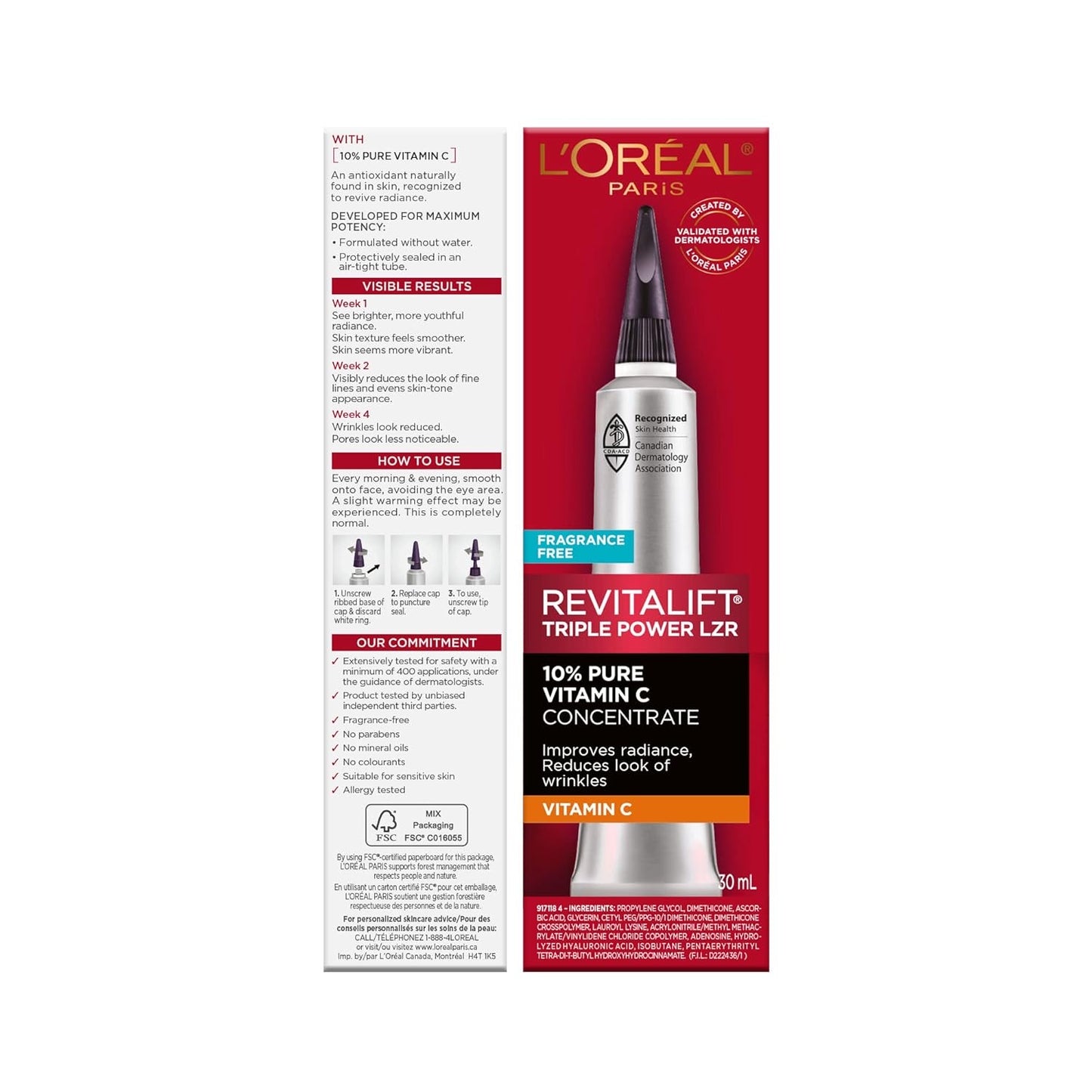 L’Oréal Paris Revitalift Derm Intensives – Concentrado de Vitamina C 10 % Pura (30 ml)