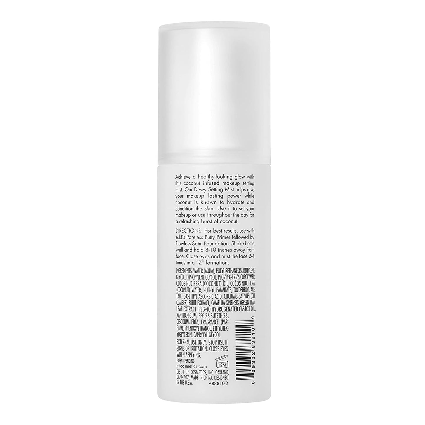 e.l.f. Dewy Coconut Setting Mist – Spray Fijador de Maquillaje con Coco 80 ml