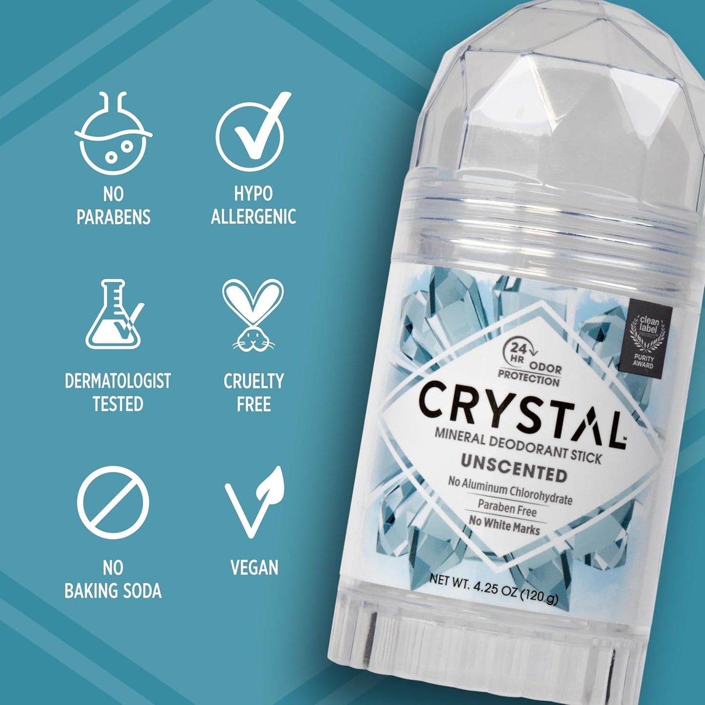 Crystal Desodorante Mineral en Barra – Sin Aroma | 100g