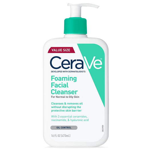 CeraVe Foaming Facial Cleanser – Limpiador Facial Espumoso para Piel Grasa 473 ml