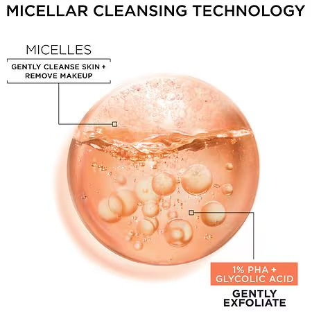 Garnier Agua Micelar Exfoliante Suave con PHA + Ácido Glicólico – 400 ml