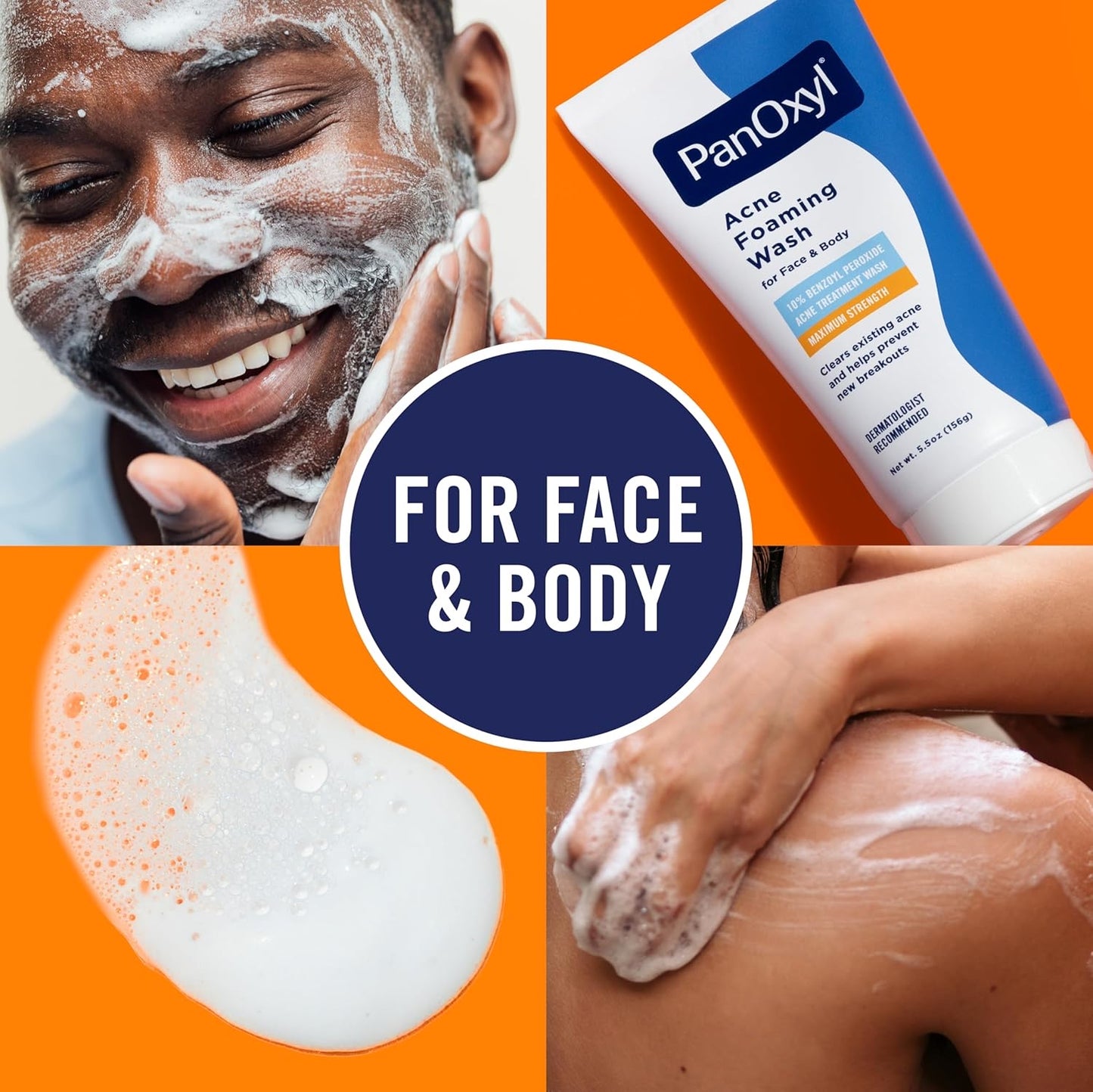 PanOxyl Acne Foaming Wash 10% Benzoyl Peroxide – Limpiador Facial y Corporal Antiacné (156 g)