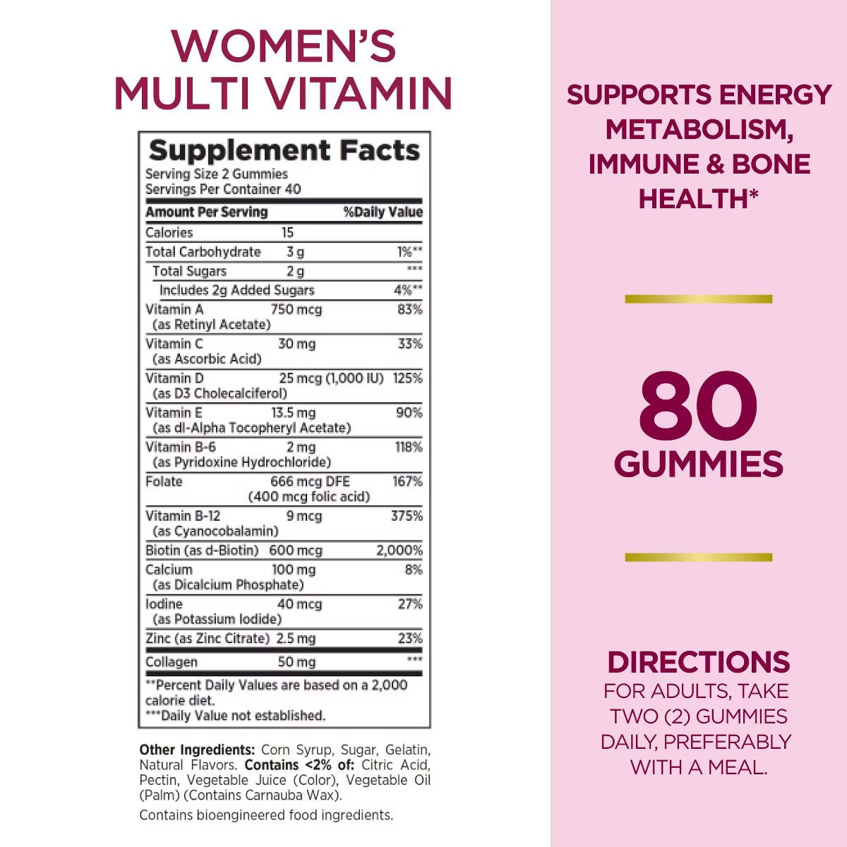 Nature’s Bounty Women’s Multivitamin Gummies con Colágeno – 80 gomitas