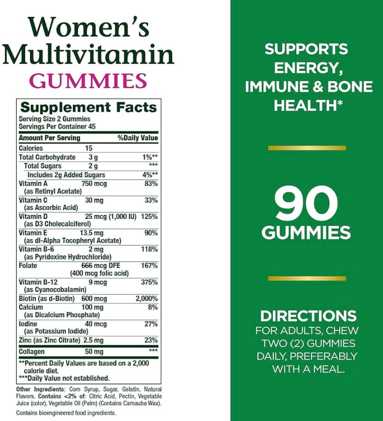 Nature’s Bounty Women’s Multivitamin Gummies con Colágeno – 90 gomitas